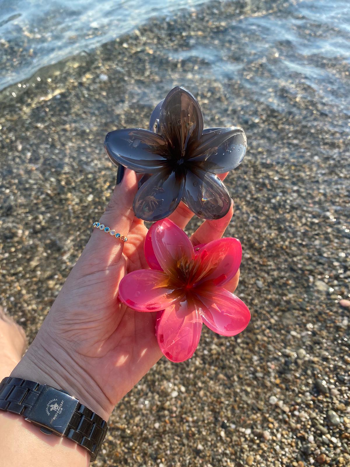 2 Adet Lotus Çiçek Parlak Akrilik Kadın Mandal Toka - Hibiscus Lüks Çiçek Toka - Lotus Çiçeği - Çiçek Toka - Hawai Toka