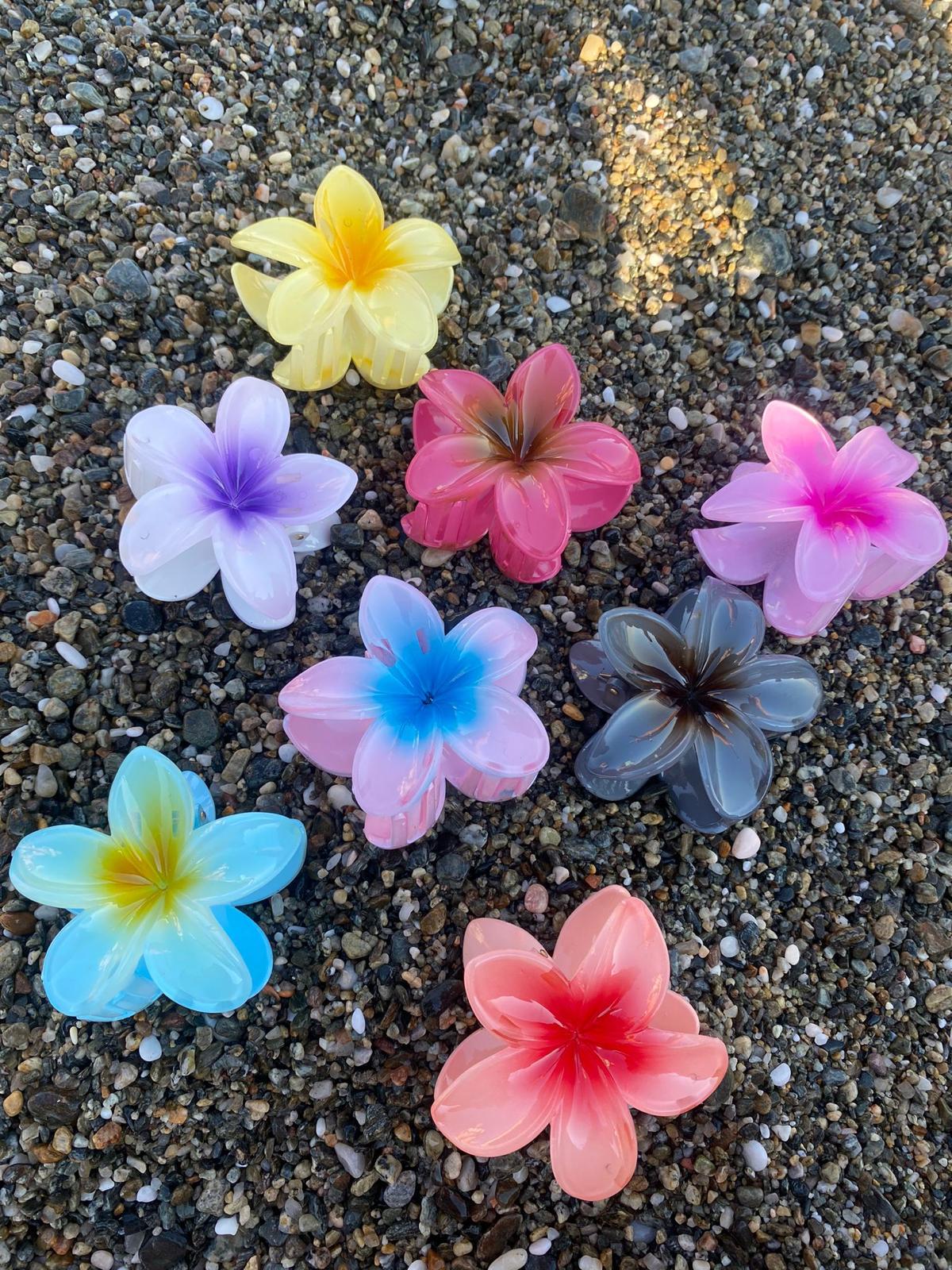 8 Adet Lotus Çiçek Parlak Akrilik Kadın Mandal Toka - Hibiscus Lüks Çiçek Toka - Lotus Çiçeği - Çiçek Toka - Hawai Toka