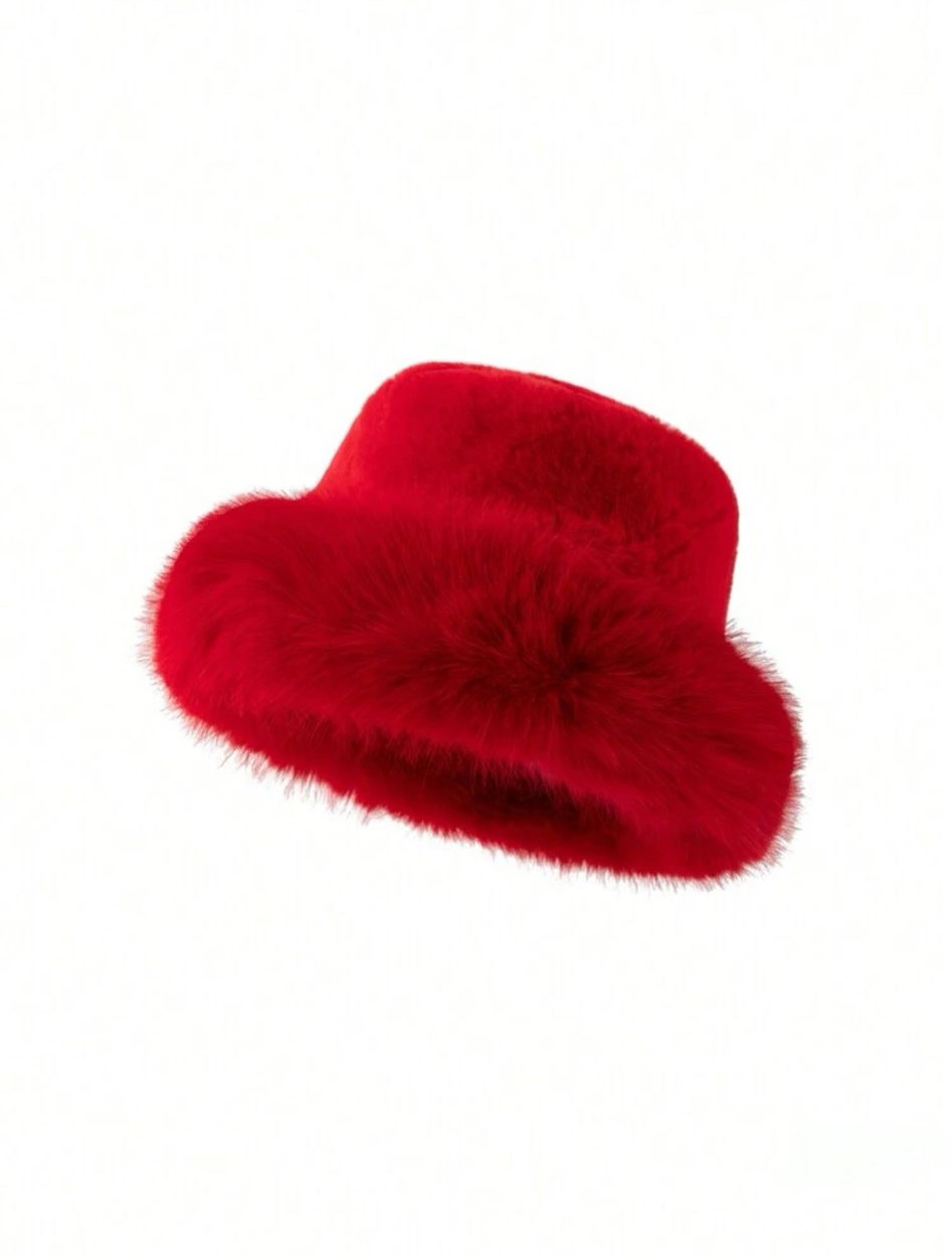 Yuvarlak Şapka Kalpak Peluş Bucket Şapka - Kışlık - Sevgililer Günü Hediyesi